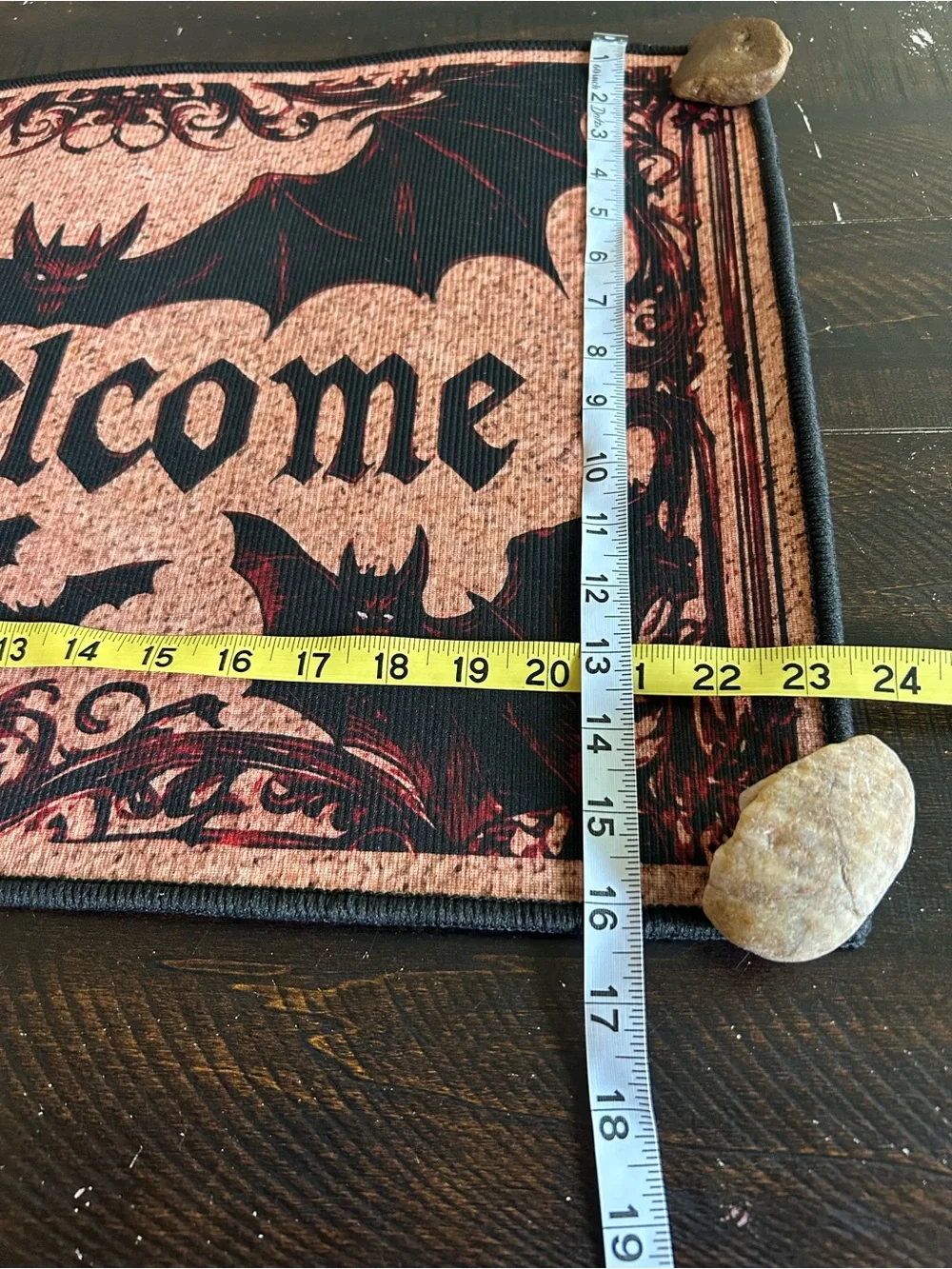 Unwelcome Gothic Bat Doormat - Black and Tan